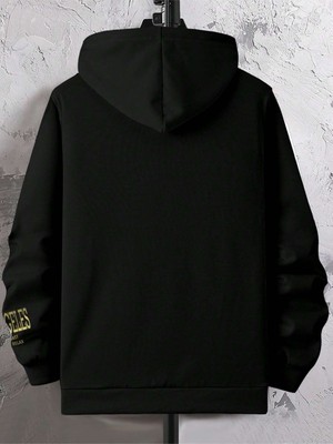 Black Sokak Siyah Gold Coast Baskılı Oversize Kapüşonlu Erkek Sweatshirt