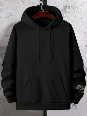 Black Sokak Siyah Gold Coast Baskılı Oversize Kapüşonlu Erkek Sweatshirt