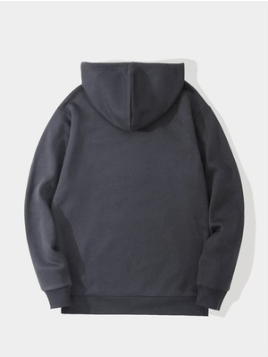 Black Sokak Antrasit Surprise Baskılı Oversize Kapüşonlu Erkek Sweatshirt