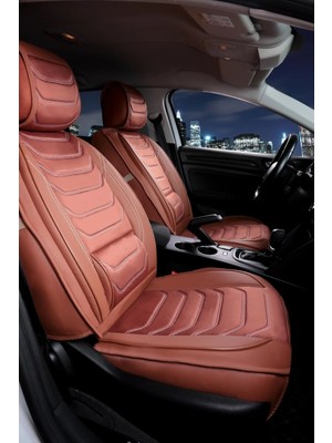 Ack ford Focus 4 Uyumlu Yarı Deri Oto Koltuk Kılıfı Ön-Arka Set (Anka-Series) Tarçın