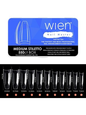 Wien Yeni Nesil Protez Tırnak Jel Tips Soft Gel Tips Medium Stiletto Balerin 550 Adet