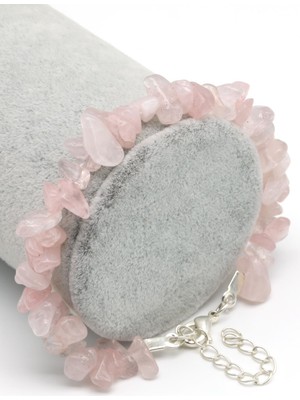 Alibaba Doğaltaş Pembe Kuvars Doğal Taş Kırıktaş Bileklik