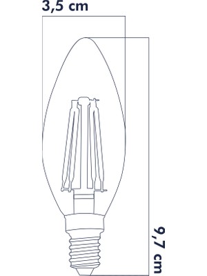 Heka E14 LED FİLAMANLI RUSTIK AMPUL C35 ŞEFFAF DÜZ 6W 6500K Beyaz Işık ERD-93