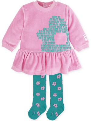 Agatha Ruiz de la Prada Çiçekli Kadife 2li Elbise - Çorap Set