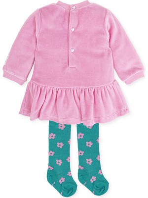 Agatha Ruiz de la Prada Çiçekli Kadife 2li Elbise - Çorap Set