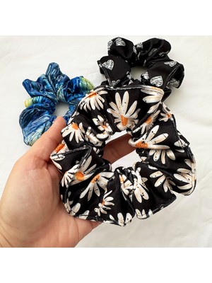 ModaZey Papatya Desenli Lastikli & Scrunchie Toka