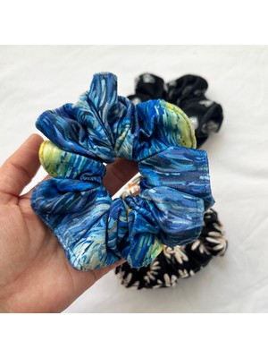 ModaZey Glowing Starry & Yıldızlı Gece Scrunchie & Lastikli Toka