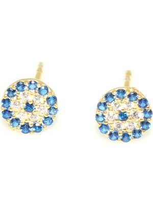 Nusret Takı 925 Ayar Gümüş Nazar Boncuk Küpe, Sarı