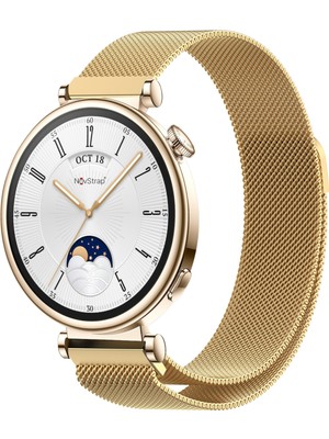 NovStrap Huawei Watch Gt6 41mm Gt4 41mm Gt5 41mm ile Uyumlu Kordon (18mm Pimli) Mıknatıslı Metal Hasır Kayış