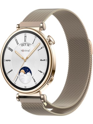 NovStrap Huawei Watch Gt6 41mm Gt4 41mm Gt5 41mm ile Uyumlu Kordon (18mm Pimli) Mıknatıslı Metal Hasır Kayış