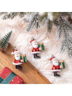 Karaca Home New Year Yılbaşı Santa With Gift Ağaç Süsü Seti 3 Parça