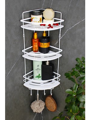 Himy Üçlü Banyo Düzenleyici Beyaz Lamalı Kristal Raflı Paslanmaz Metal Malzeme Modern Stil