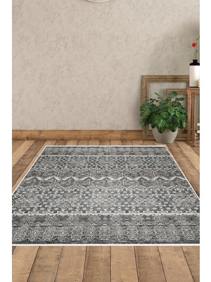 Dekoreko Dijital Salon Halısı Trend Keçe Kaymaz Taban Iskandinav Judie Gri