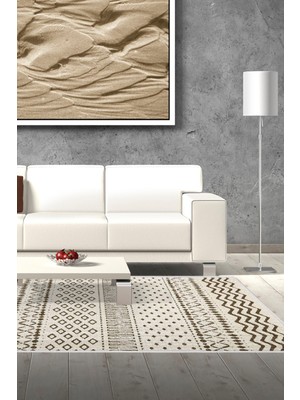 Dekoreko Dijital Salon Halısı Trend Keçe Kaymaz Taban Iskandinav Cade Kahve