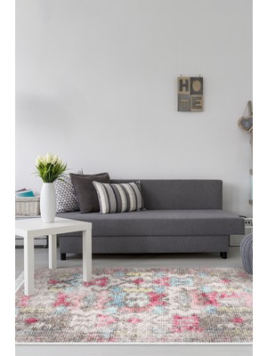 Dekoreko Dijital Salon Halısı Yıldız Deri Kaymaz Taban Saçaklı Modern Gertie Renkli