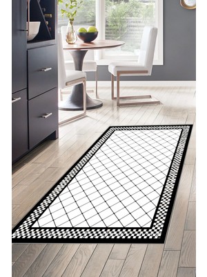 Dekoreko Dijital Mutfak Halısı Yıldız Deri Kaymaz Taban Modern Krystalyn Krem