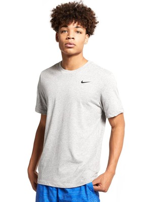 Nike Gri Erkek Bisiklet Yaka Düz T-Shirt AR6029 091 M Nk Df Tee Dfc Crew Sol