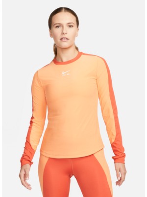 Nike Bisiklet Yaka Düz Turuncu Kadın T-Shirt DQ6695-871 W Nk Df Aır Top Ls