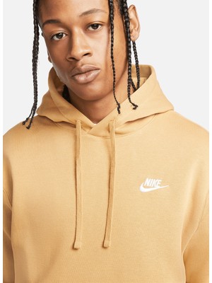 Nike Kapüşon Yaka Sarı - Altın Erkek Sweatshırt BV2654-722 M Nsw Club Hoodıe Po Bb