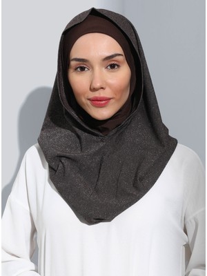 Ecardin ST300-SİMLİ Abiye Hijab 07 Kahverengi - Kahverengi -