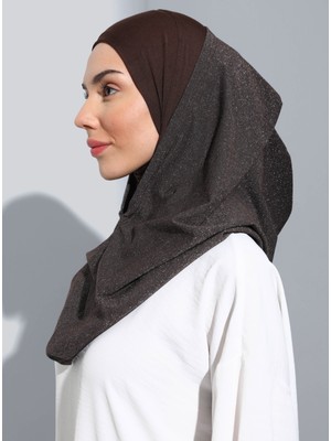 Ecardin ST300-SİMLİ Abiye Hijab 07 Kahverengi - Kahverengi -