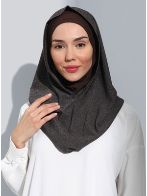 Ecardin ST300-SİMLİ Abiye Hijab 07 Kahverengi - Kahverengi -