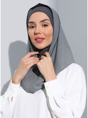 Ecardin ST300-SİMLİ Abiye Hijab 28 Açık Gri - Açık Gri -