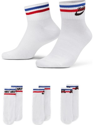 Nike Beyaz Unisex Çorap DX5080-100 Ankle Socks (3 Pairs)