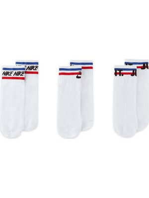 Nike Beyaz Unisex Çorap DX5080-100 Ankle Socks (3 Pairs)