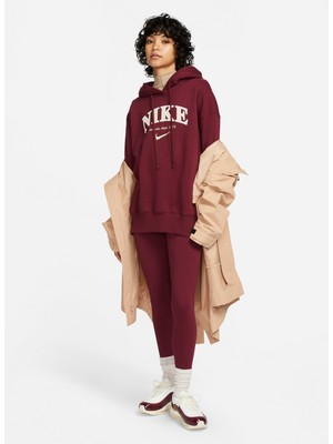Nike Kapüşon Yaka Kırmızı Kadın Sweatshırt FB9958-638 W Nsw Phnx Flc Os Po Hdy