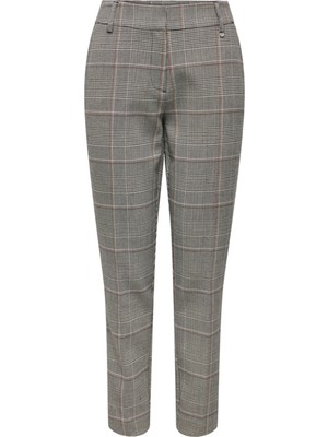 Only Yüksek Bel Normal Krem Kadın Pantolon Onlveronıca-Irıs Hw Check Cıgaret T