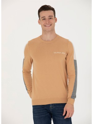 U.S. Polo Assn. Bisiklet Yaka Regular Fit Kum Erkek Saden Kazak