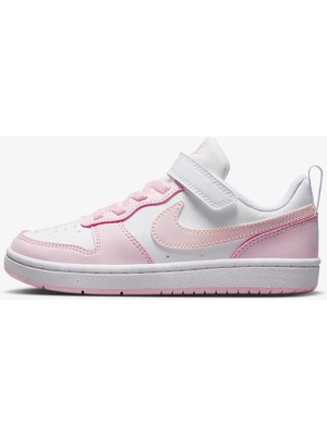 Nike Beyaz - Pembe Kız Çocuk Yürüyüş Ayakkabısı DV5457-105 Court Borough Low Ps