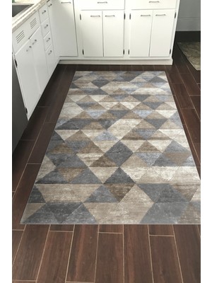 Dekoreko Dijital Mutfak Halısı Star Pamuk Kaymaz Taban Iskandinav Kitty Bej