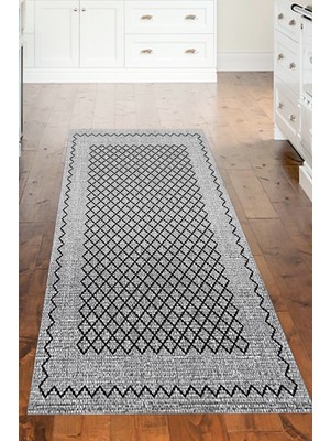 Dekoreko Dijital Mutfak Halısı Trend Keçe Kaymaz Taban Modern Christie Gri