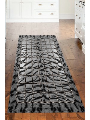 Dekoreko Dijital Mutfak Halısı Trend Keçe Kaymaz Taban Modern Joelle Gri