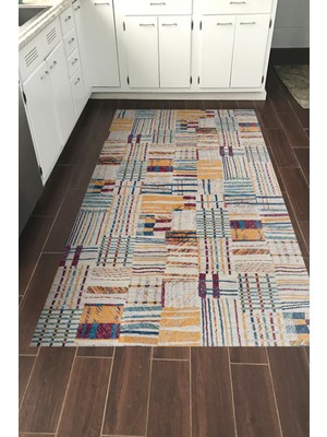 Dekoreko Dijital Mutfak Halısı Trend Keçe Kaymaz Taban Modern Harper Renkli