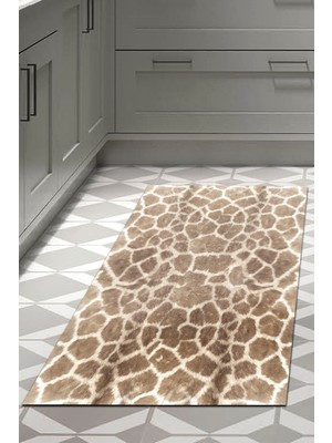 Dekoreko Dijital Mutfak Halısı Trend Keçe Kaymaz Taban Modern Cherry Kahve