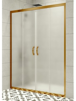 Durul Duşakabin Ön Cephe Altın 5 mm Buzlu Cam Yükseklik 190 cm