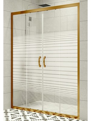 Durul Duşakabin Ön Cephe Altın 5 mm Çizgili Cam Yükseklik 190 cm