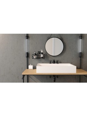 Decorev DC-5554 Dekoratif Banyo Mutfak Balkon Çok Kullanışlı Siyah Metal Sepet Vida Yok