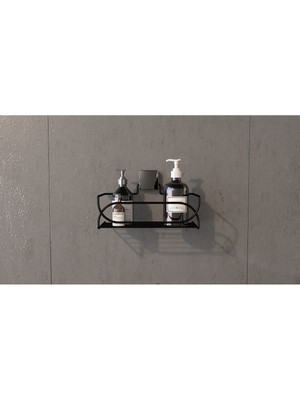 Decorev DC-5554 Dekoratif Banyo Mutfak Balkon Çok Kullanışlı Siyah Metal Sepet Vida Yok