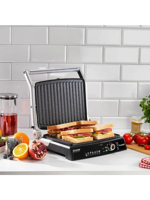 Schafer Concept Grill Tost Makinesi-Inox Izgara Yapma Özellikli Yağ Tutmaz Tost Makinası