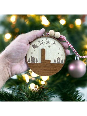 Hippodeco Iskandinav Tarzı L Harfi Yılbaşı Ağaç Süsü, Kişiselleştirilmiş Minimalist Noel Baba Desenli Çam Ağacı Süsü