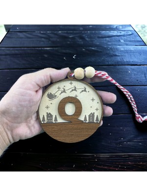 Hippodeco Iskandinav Tarzı Q Harfi Yılbaşı Ağaç Süsü, Kişiselleştirilmiş Minimalist Noel Baba Desenli Çam Ağacı Süsü