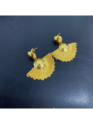 Kadın Gümüş Yelpaze Hasır Küpe