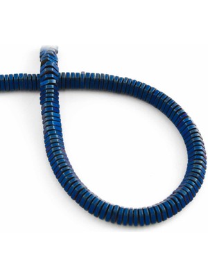 Uçar Doğal Taş Hematit Doğal Taş Mat Mavi Rondela Kesim 6x1mm Dizi [AA]