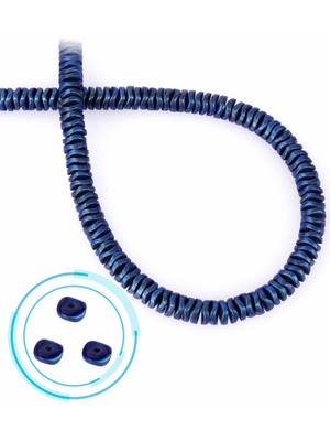 Uçar Doğal Taş Hematit Doğal Taş Mat Mavi Rondela Kesim 6x2mm Dizi [AA]