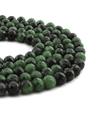 Uçar Doğal Taş Ruby Zoisit Doğal Taş Parlak Küre Kristal Kesim 8mm Dizi [AA]