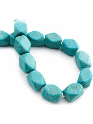 Uçar Doğal Taş Turkuaz Sıkma Özel Kesim 12x16mm Dizi
